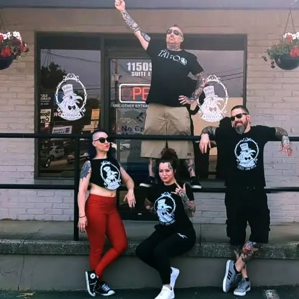 Brother Raven's team outside the shop